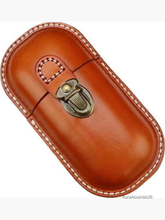 Leather Hard Shell Eyeglass Case Retro Locking Clasp Storage Box main image 4